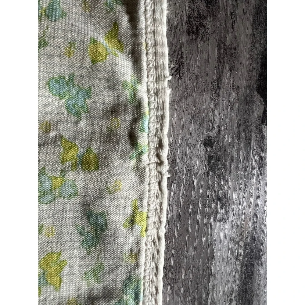 Vintage Baby Receiving Blanket Yellow Blue Teddy Bear Print Picot Trim 30x32